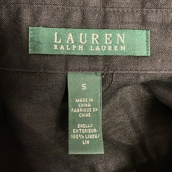 Lauren Ralph Lauren 100% Linen Classic Black Dress Long Sleeve Knee Size Small - Picture 7 of 7